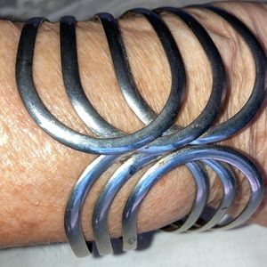 Silvertone Bohemian spring-closure bracelet, outside looks perfect $11